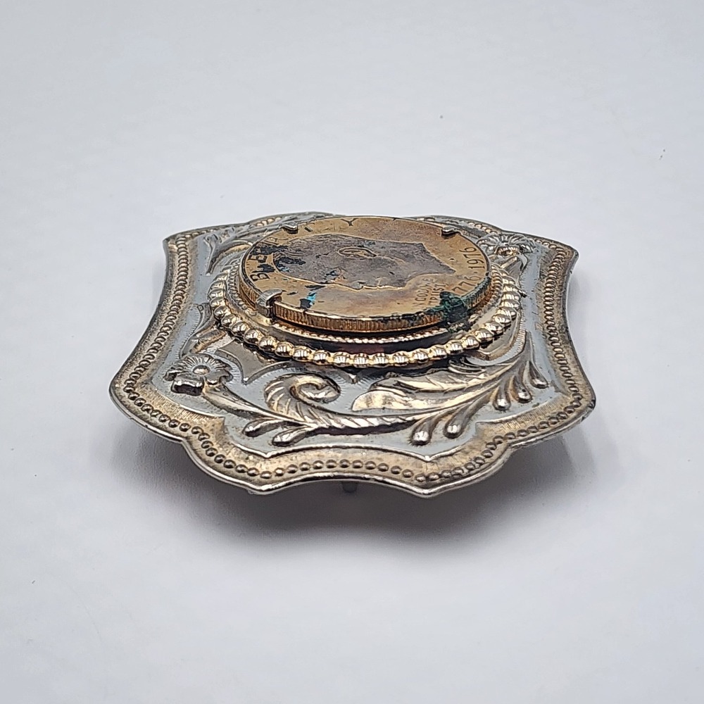 Vintage Eisenhower Dollar Belt Buckle 1776-1976 Bicentennial Gold Silver Tones - Picture 3 of 9